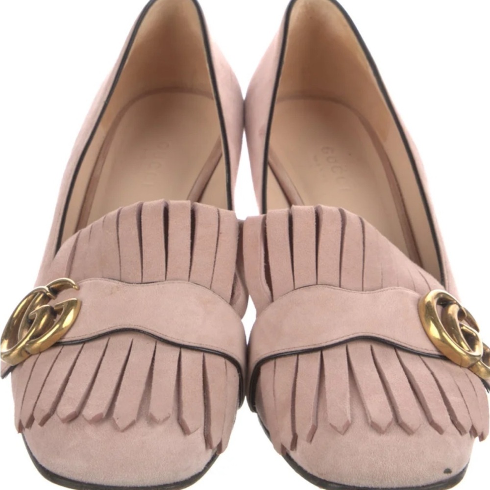 Gucci Marmont Pink loafers with Fringe Detailing size 39.5